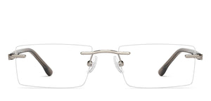 Silver Rectangle Rimless Unisex Eyeglasses by John Jacobs-212108