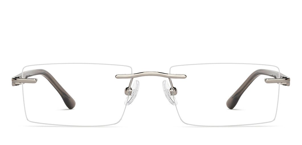 Silver Rectangle Rimless Unisex Eyeglasses by John Jacobs-212108