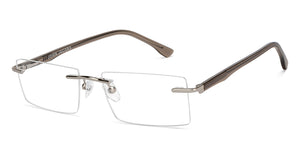 Silver Rectangle Rimless Unisex Eyeglasses by John Jacobs-212108