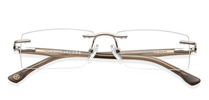 Silver Rectangle Rimless Unisex Eyeglasses by John Jacobs-212108