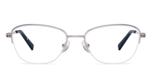 Silver Cat Eye Half Rim Women Eyeglasses by John Jacobs-225391