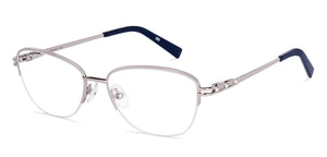 Silver Cat Eye Half Rim Women Eyeglasses by John Jacobs-225391