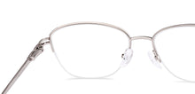 Load image into Gallery viewer, Silver Cat Eye Half Rim Women Eyeglasses by John Jacobs-225391