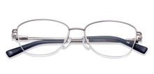 Load image into Gallery viewer, Silver Cat Eye Half Rim Women Eyeglasses by John Jacobs-225391