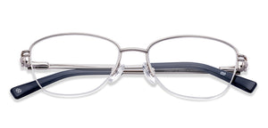 Silver Cat Eye Half Rim Women Eyeglasses by John Jacobs-225391