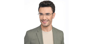 Silver Rectangle Half Rim Unisex Eyeglasses by Vincent Chase Online-207977