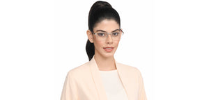Silver Rectangle Half Rim Unisex Eyeglasses by Vincent Chase Online-207977