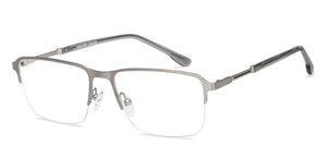 Silver Rectangle Half Rim Unisex Eyeglasses by Vincent Chase Online-207977