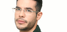 Load image into Gallery viewer, Silver Rectangle Rimless Unisex Eyeglasses by Lenskart Air Online-219356