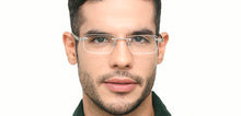 Load image into Gallery viewer, Silver Rectangle Rimless Unisex Eyeglasses by Lenskart Air Online-219356
