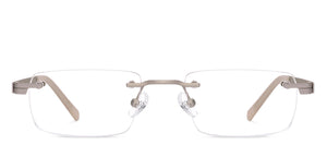 Silver Rectangle Rimless Unisex Eyeglasses by Lenskart Air Online-219356