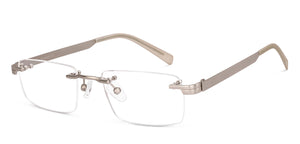Silver Rectangle Rimless Unisex Eyeglasses by Lenskart Air Online-219356