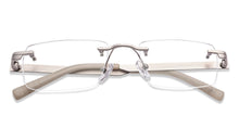 Load image into Gallery viewer, Silver Rectangle Rimless Unisex Eyeglasses by Lenskart Air Online-219356
