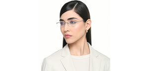 Silver Rectangle Rimless Unisex Eyeglasses by Vincent Chase Online-219462