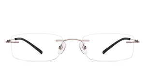 Silver Rectangle Rimless Unisex Eyeglasses by Vincent Chase Online-219462