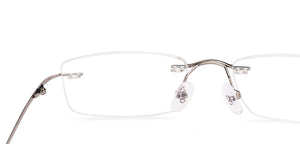 Silver Rectangle Rimless Unisex Eyeglasses by Vincent Chase Online-219462
