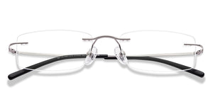 Silver Rectangle Rimless Unisex Eyeglasses by Vincent Chase Online-219462