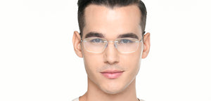 Silver Rectangle Rimless Unisex Eyeglasses by Vincent Chase-219468