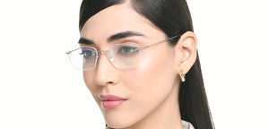 Silver Rectangle Rimless Unisex Eyeglasses by Vincent Chase-219468