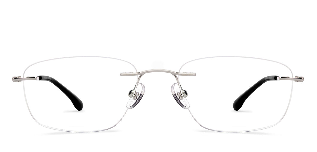 Silver Rectangle Rimless Unisex Eyeglasses by Vincent Chase-219468