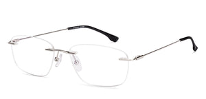 Silver Rectangle Rimless Unisex Eyeglasses by Vincent Chase-219468