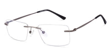 Load image into Gallery viewer, Gunmetal Rectangle Rimless Unisex Eyeglasses by Vincent Chase-217722