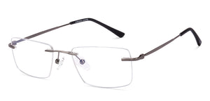 Gunmetal Rectangle Rimless Unisex Eyeglasses by Vincent Chase-217722