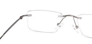Gunmetal Rectangle Rimless Unisex Eyeglasses by Vincent Chase-217722