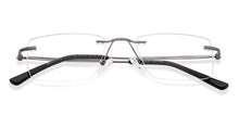 Load image into Gallery viewer, Gunmetal Rectangle Rimless Unisex Eyeglasses by Vincent Chase-217722