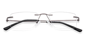 Gunmetal Rectangle Rimless Unisex Eyeglasses by Vincent Chase-217722