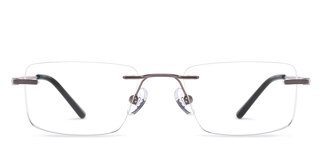 Gunmetal Rectangle Rimless Unisex Eyeglasses by Vincent Chase-217722