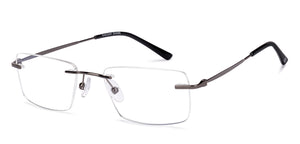 Gunmetal Rectangle Rimless Unisex Eyeglasses by Vincent Chase-217722