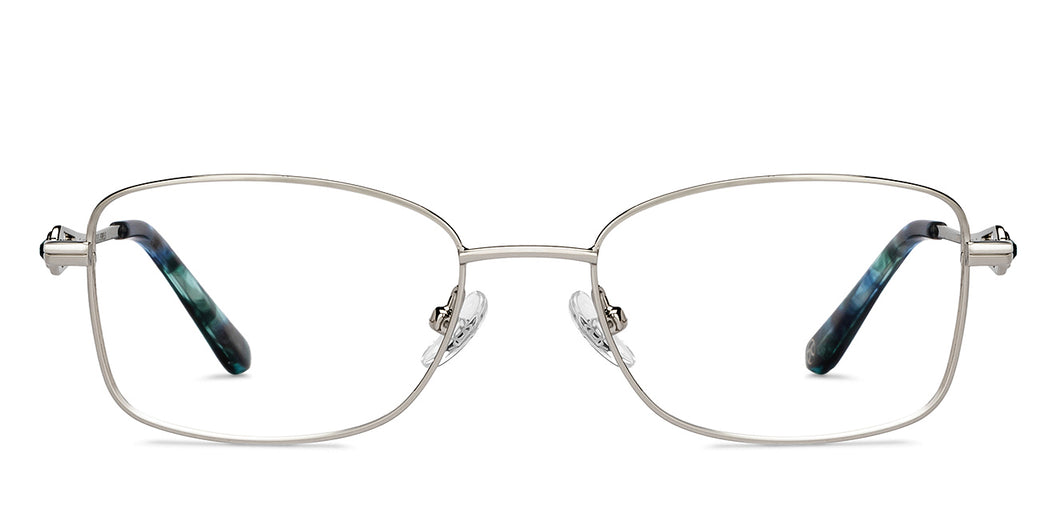 Silver Rectangle Full Rim Women Eyeglasses by John Jacobs Online-205886