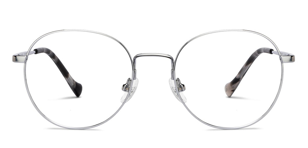 Silver Round Full Rim Unisex Eyeglasses by John Jacobs Online-206517