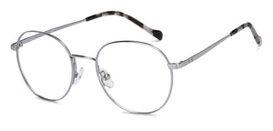 Silver Round Full Rim Unisex Eyeglasses by John Jacobs Online-206517
