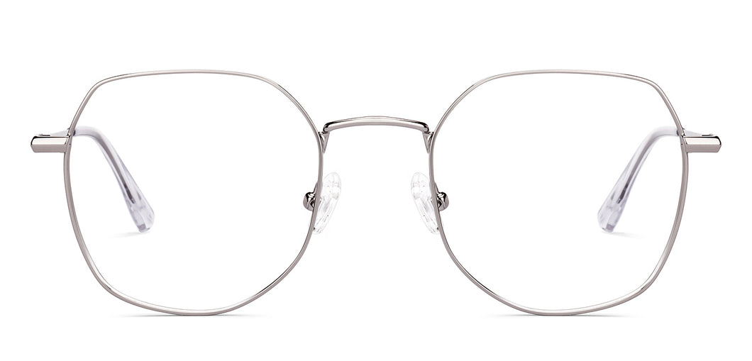 Silver Geometric Full Rim Unisex Eyeglasses by Vincent Chase-219185