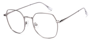 Silver Geometric Full Rim Unisex Eyeglasses by Vincent Chase-219185