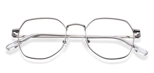 Silver Geometric Full Rim Unisex Eyeglasses by Vincent Chase-219185