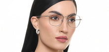 Load image into Gallery viewer, Silver Geometric Full Rim Unisex Eyeglasses by Vincent Chase-219186