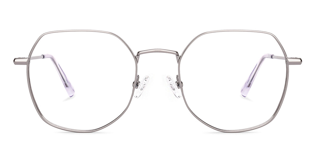 Silver Geometric Full Rim Unisex Eyeglasses by Vincent Chase-219186