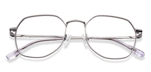 Silver Geometric Full Rim Unisex Eyeglasses by Vincent Chase-219186