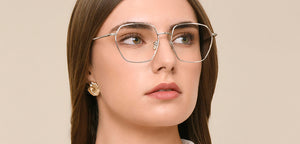 Silver Geometric Full Rim Unisex Eyeglasses by Le Petit Lunetier-216920