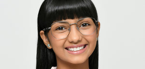 Silver Geometric Full Rim Kids Eyeglasses by Hooper-223264