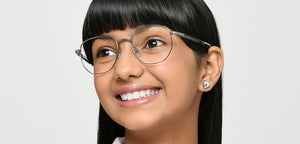 Silver Geometric Full Rim Kids Eyeglasses by Hooper-223264