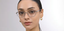 Load image into Gallery viewer, Silver Cat Eye Full Rim Women Eyeglasses by John Jacobs-225396