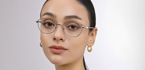 Silver Cat Eye Full Rim Women Eyeglasses by John Jacobs-225396