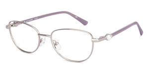 Silver Cat Eye Full Rim Women Eyeglasses by John Jacobs-225396