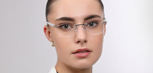 Silver Rectangle Rimless Unisex Eyeglasses by John Jacobs-225402