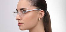 Load image into Gallery viewer, Silver Rectangle Rimless Unisex Eyeglasses by John Jacobs-225402