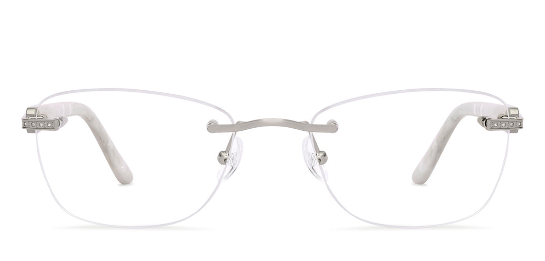 Silver Rectangle Rimless Unisex Eyeglasses by John Jacobs-225402